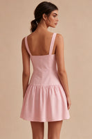 Load image into Gallery viewer, Pink A Line Short Thick Straps Graduation Dress