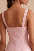 Load image into Gallery viewer, Pink A Line Short Thick Straps Graduation Dress