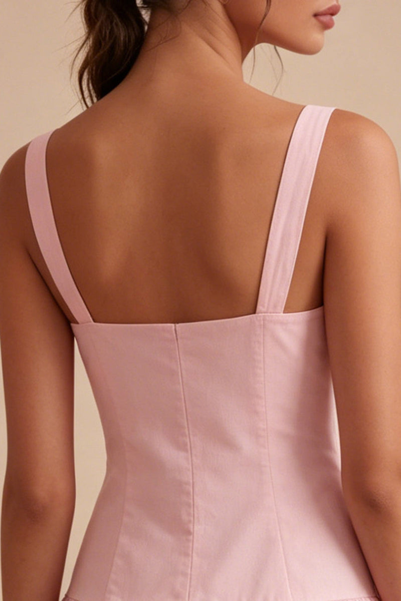 Load image into Gallery viewer, Pink A Line Short Thick Straps Graduation Dress