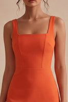 Load image into Gallery viewer, Orange Tight Square Neck Short Graduation Dress
