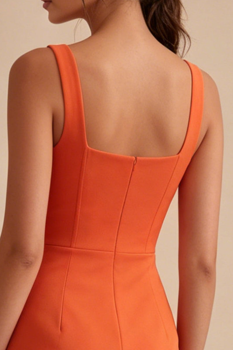 Load image into Gallery viewer, Orange Tight Square Neck Short Graduation Dress