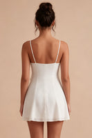 Load image into Gallery viewer, Spaghetti Straps Short White A Line Graduation Dress with Ruffles