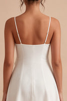 Load image into Gallery viewer, Spaghetti Straps Short White A Line Graduation Dress with Ruffles
