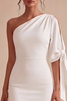 Load image into Gallery viewer, White Tight One Shoulder Short Graduation Dress