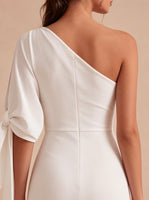 Load image into Gallery viewer, White Tight One Shoulder Short Graduation Dress