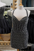 Load image into Gallery viewer, Sparkly Pink Tight Halter Short Corset Cocktail Dress with Pearls