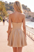Load image into Gallery viewer, Sparkly Mint A Line Short Corset Cocktail Dress with Bow