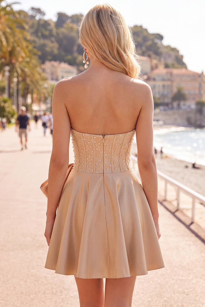 Load image into Gallery viewer, Sparkly Mint A Line Short Corset Cocktail Dress with Bow