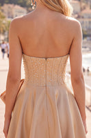 Load image into Gallery viewer, Sparkly Yellow Corset Short Cocktail Dress with Bow