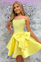 Load image into Gallery viewer, Sparkly Mint A Line Short Corset Cocktail Dress with Bow