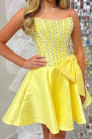 Load image into Gallery viewer, Sparkly Mint A Line Short Corset Cocktail Dress with Bow