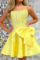 Load image into Gallery viewer, Sparkly Mint A Line Short Corset Cocktail Dress with Bow