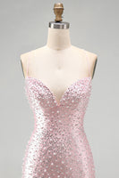 Load image into Gallery viewer, Sparkly Blue Tight Short Cocktail Dress with Pearls