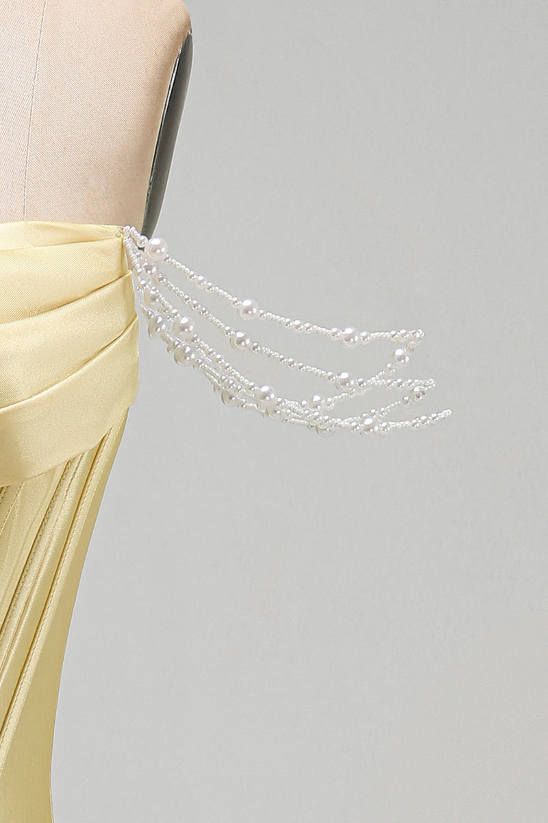 Load image into Gallery viewer, Yellow Corset Tight Sparkly Off the Shoulder Short Cocktail Dress with Pearls