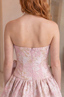 Load image into Gallery viewer, Floral Mint A Line Short Strapless Homecoming Dress with Bow