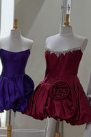 Load image into Gallery viewer, Sparkly Pink Beaded Short Corset Cocktail Dress with Flower
