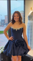 Load image into Gallery viewer, Sparkly Pink Beaded Short Corset Cocktail Dress with Flower