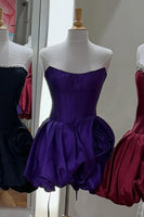 Load image into Gallery viewer, Blue Short Corset A Line Strapless Cocktail Dress with 3D Flower
