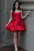 Load image into Gallery viewer, Blue Short Corset A Line Strapless Cocktail Dress with 3D Flower