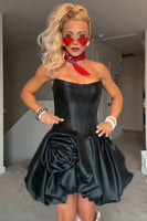 Load image into Gallery viewer, Blue Short Corset A Line Strapless Cocktail Dress with 3D Flower
