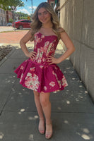 Load image into Gallery viewer, Yellow Corset Floral Strapless A Line Short Cocktail Dress