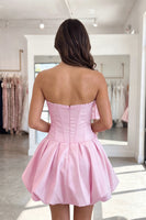 Load image into Gallery viewer, Fuchsia Short A Line Corset Strapless Cocktail Dress with Pearls