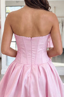 Load image into Gallery viewer, Fuchsia Short A Line Corset Strapless Cocktail Dress with Pearls
