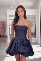 Load image into Gallery viewer, Fuchsia Short A Line Corset Strapless Cocktail Dress with Pearls