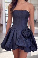 Load image into Gallery viewer, Fuchsia Short A Line Corset Strapless Cocktail Dress with Pearls