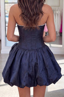 Load image into Gallery viewer, Fuchsia Short A Line Corset Strapless Cocktail Dress with Pearls