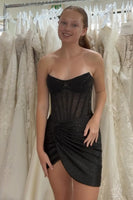Load image into Gallery viewer, Sparkly Green Beaded Tight Short Corset Ruched Cocktail Dress