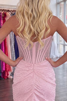 Load image into Gallery viewer, Sparkly Green Beaded Tight Short Corset Ruched Cocktail Dress