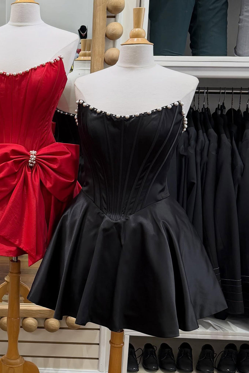Load image into Gallery viewer, Butter Yellow Strapless Corset A Line Short Cocktail Dress with Pearls