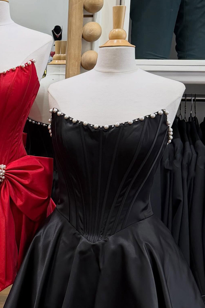 Load image into Gallery viewer, Butter Yellow Strapless Corset A Line Short Cocktail Dress with Pearls