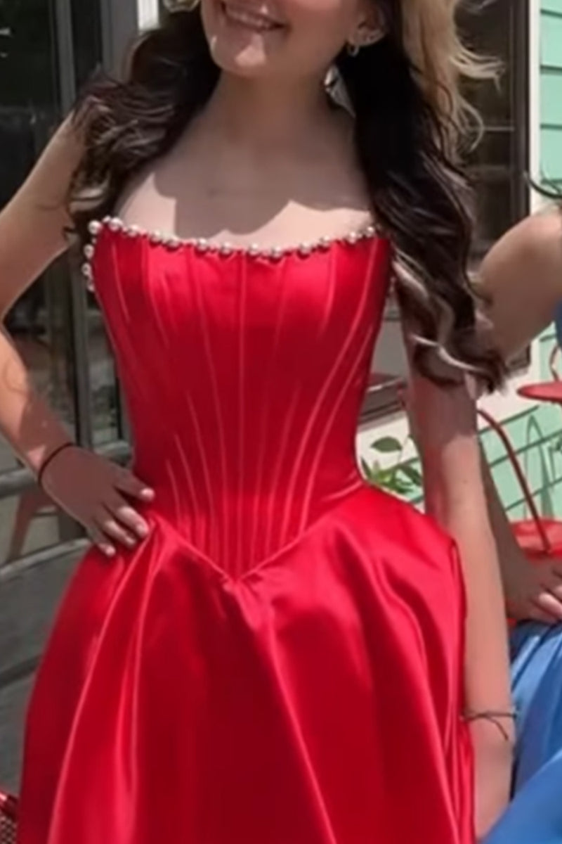 Load image into Gallery viewer, Butter Yellow Strapless Corset A Line Short Cocktail Dress with Pearls