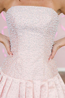 Load image into Gallery viewer, Mint Strapless A Line Short Cocktail Dress with Pearls