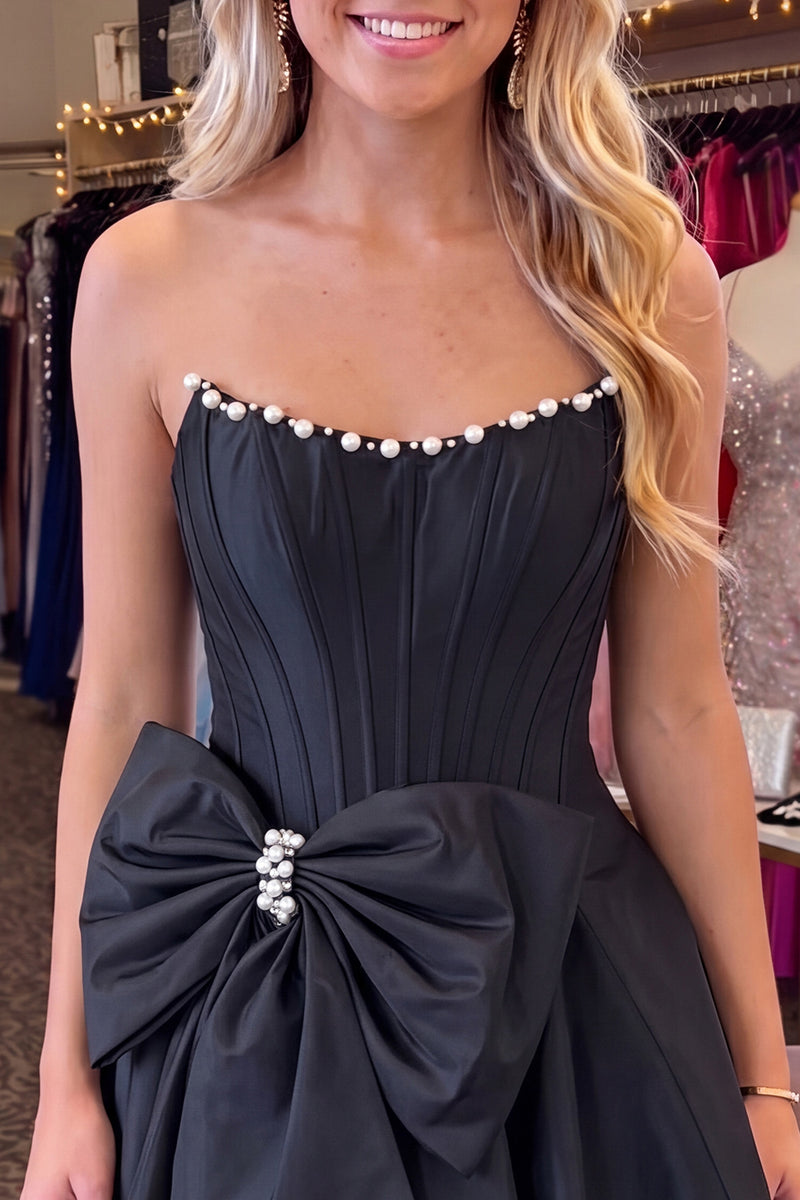 Load image into Gallery viewer, Red Short Corset A Line Strapless Cocktail Dress with Pearls