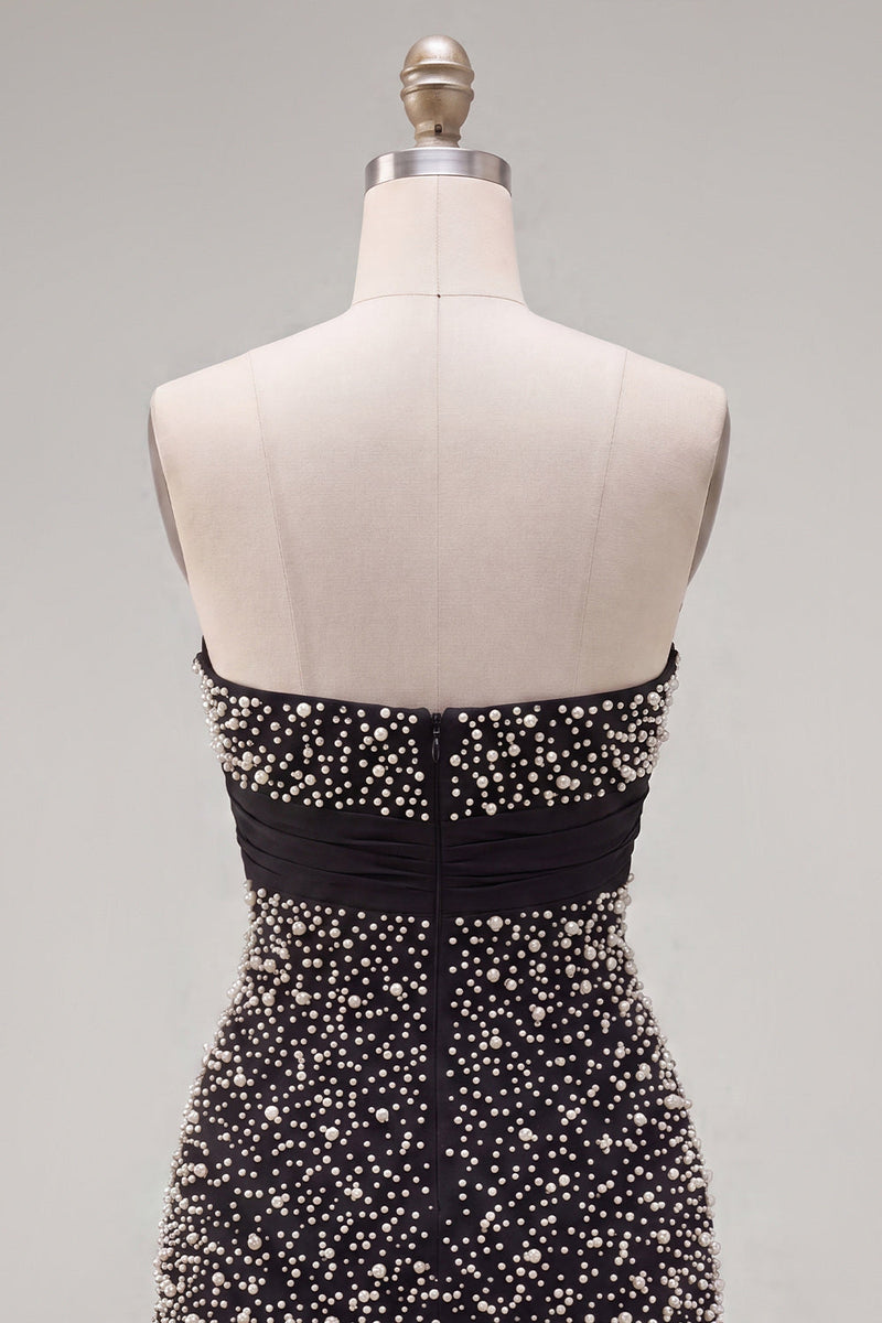 Load image into Gallery viewer, Sparkly Black Beaded Ruffled Tight Short Cocktail Dress with Bow