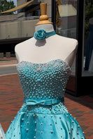 Load image into Gallery viewer, Fuchsia Short A Line Strapless Cocktail Dress with Pearls