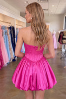 Load image into Gallery viewer, Yellow Corset A Line Strapless Keyhole Short Cocktail Dress with Bow