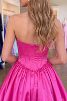 Load image into Gallery viewer, Yellow Corset A Line Strapless Keyhole Short Cocktail Dress with Bow