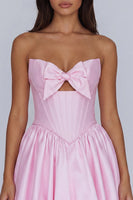 Load image into Gallery viewer, Yellow Corset A Line Strapless Keyhole Short Cocktail Dress with Bow