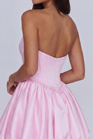 Load image into Gallery viewer, Yellow Corset A Line Strapless Keyhole Short Cocktail Dress with Bow