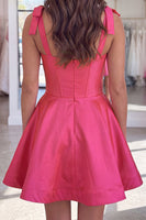 Load image into Gallery viewer, Fuchsia Corset A Line Thick Straps Short Cocktail Dress