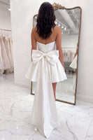 Load image into Gallery viewer, White Strapless A Line Short Corset Beaded Cocktail Dress with Bow