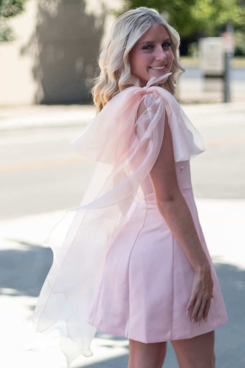 Load image into Gallery viewer, Sparkly Black Beaded One Shoulder A Line Short Cocktail Dress with Side Cape