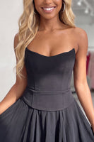 Load image into Gallery viewer, Black Strapless A Line Short Cocktail Dress
