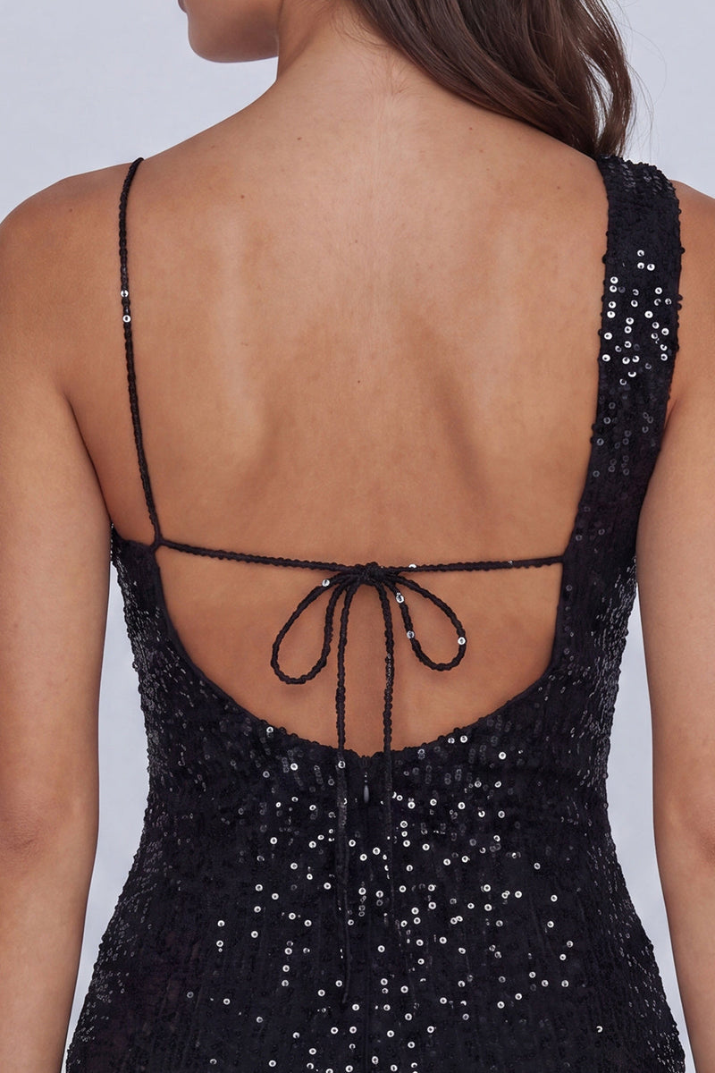 Load image into Gallery viewer, Sequin Sparkly Black Tight Short Cocktail Dress