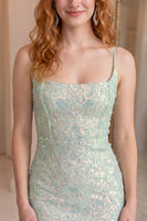 Load image into Gallery viewer, Sparkly Grey Green Beaded Tight Short Cocktail Dress