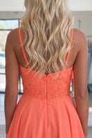Load image into Gallery viewer, Sparkly Orange Beaded A Line Short V-Neck Cocktail Dress